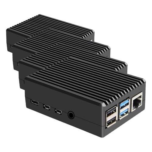 Geekworm Raspberry Pi 4 �P�[�X P173 �p�b�V�u��p�����P�[�X �A���~���� ���Y�x�C���[�p�C4�Ή� (× 4)