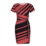 Generic Frauen lässige Kleidung Arbeitskleider Bleistift Streifen-Partykleid Kleid Mit Puffärmeln Damen