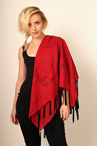 Anika Dali Monkey Loves Camel Boho Western Square Scarf With Long Black Tassels #TOP1