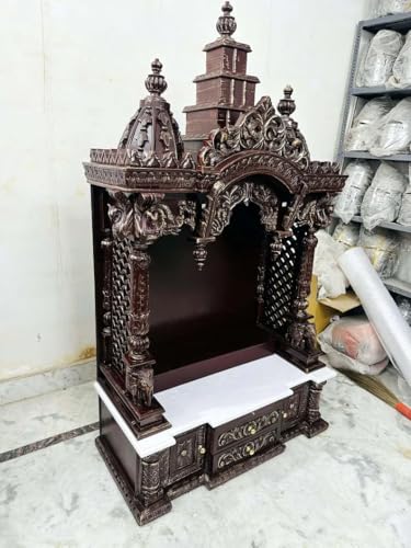 Blackperlcrafts 65"x 45"x 18" Exquisite Teakwood Pooja Home Temple with Dome - Elegant Hindu Mandir for Spiritual Ceremonies - Image 3