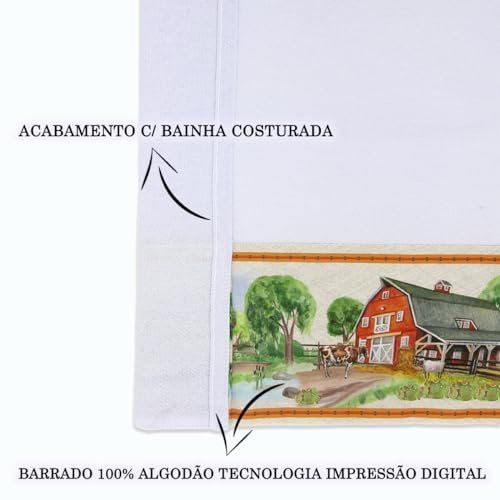 Kit 04 Pano De Prato Sacaria Premium Barrado Estamparia Digital 100% Algodão