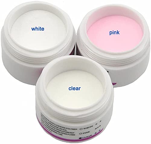Warm Girl Acryl Nail Kit Poeder en Acryl Vloeibare Set, 3 Kleuren Roze Wit Clear Nail Poeder Kit voor Nail Extension… - Afbeelding 5