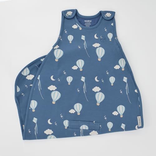 Image of Woolino Toddler Sleeping Bag, 4 Season, Merino Wool and Organic Cotton, Baby Sleep Bag or Sack, 2-4 Years, Hot Air Balloon