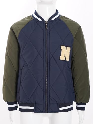 JEATHA Unisex Kids Padded Baseball Jacket Zipper Bomber Jacket for Boys Girls Casual School Varsity Jacket3