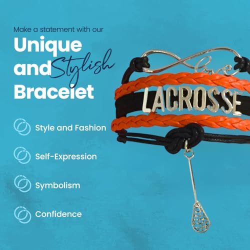 Image of SportyBella Lacrosse Bracelets For Girls - Adjustable Charm Bracelet w /Infinity Symbol & Silver Lacrosse Stick Charm. Friendship Bracelet Gifts for Players, Teams & Coaches