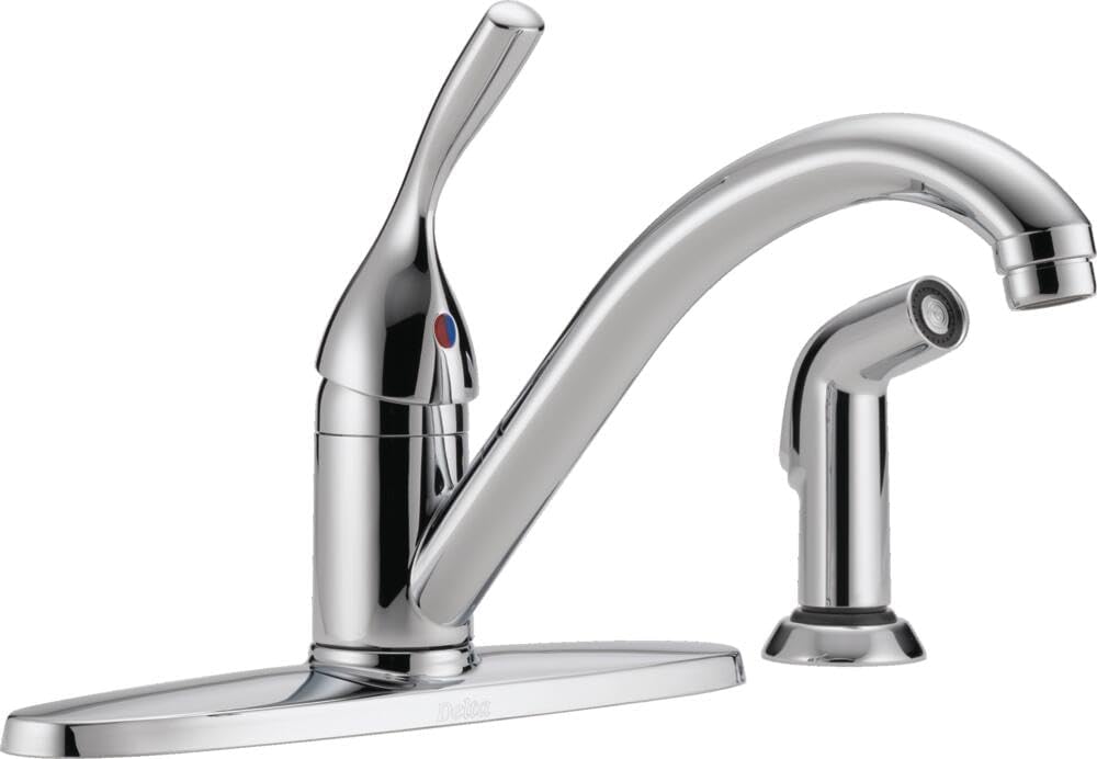 Faucet Classic Single-Handle Kitchen Faucet with Side Sprayer, Chrome Kitchen Sink Faucet, Kitchen Faucet 3 Hole, Chrome 4-DST
