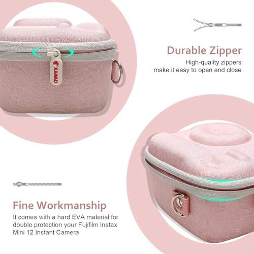 XANAD Hard Case Compatible with Fujifilm Instax Mini 13/12 / 11/10 / 9/8 / 7/7+ / EVO Instant Camera with Shoulder Strap(Pink) - Image 4