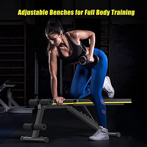 Hitosport Weight Bench, Adjustable Weight Bench, Strength Training Benches For Full Body Workout & Home Gym With Resistance Bands #TOP1