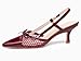 Coutgo Womens Bow Tie Slingback Pumps Pointed Toe Kitten Low Heel Patchwork Dress Heeled Sandals Wine Red