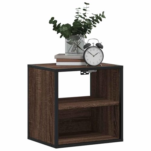 Table de chevet murale aspect chêne marron avec 2 étagères