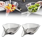 Multi-functional Drain Basket with Spout, Plastic Kitchen Sink Drain Strainer with Removable Filter, Drainage Basket Funnel, Colander Bowl For Vegetable Fruit Salad Pasta, Washing Filter (Gray (2PCS))