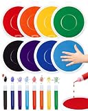 FIVEIZERO 7-Inch Large Ink Pads for Kids – Washable & Non-Toxic Rainbow Stamp Pad Set, 8 Bright Colors for...