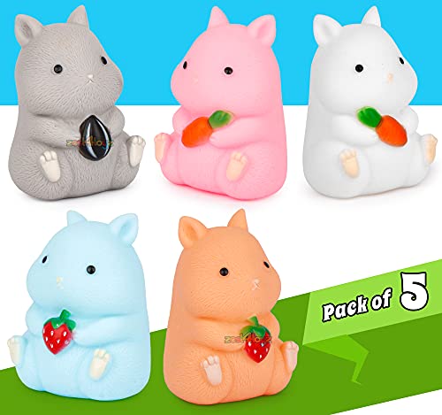Image of zest 4 toyz Chu Chu Sound Squeezy (Pack of 5 ) Baby Bath Toys for Kids Toddlers Soft Natural Rubber Non-Toxic Animal Shape Bathtub Toys Color