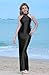 Memoriesea Women's Sexy Satin High Split Sleeveless Backless Party Wedding Maxi Dress Black