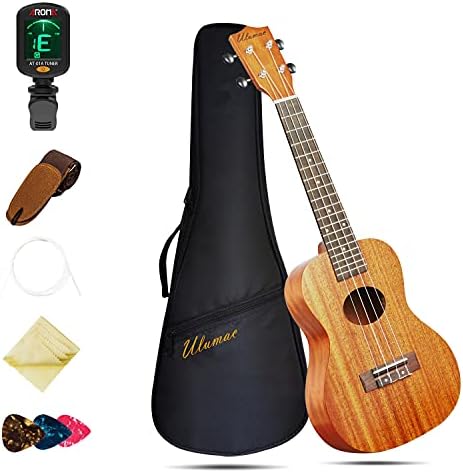 Ukulele Tenor 26 Inch Professional Mahogany Solid Top Ukelale for Beginners, Kids & Adults, All in One Bundle with Gig Bag, Digital Tuner, Replacing Strings, Picks, Yukelele Strap, Cloth