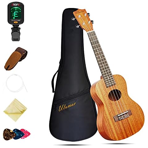 Ukulele Tenor 26 Inch Professional Mahogany Solid Top Ukelale for Beginners, Kids & Adults, All in One Bundle with Gig Bag, Digital Tuner, Replacing Strings, Picks, Yukelele Strap, Cloth Cover