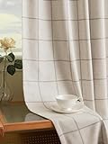 THREE GIRLS Cortinas plisadas de lino a cuadros opacas para sala de estar, diseño de lujo y moderno estampado para