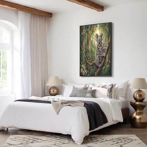 Impression sur toile animaux forêt koala 70x100 cm vert