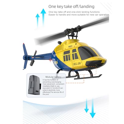 Ssccgym A60 206 Remote Controlled Helicopter Aircraft Plane 4CH RC Heli Aileronless 1/42 Scale 6-Axis Gyroscope Altitude Hovering Optical Flow Position 2Batteries for Adults Beginners/Grey - Thumbnail 3