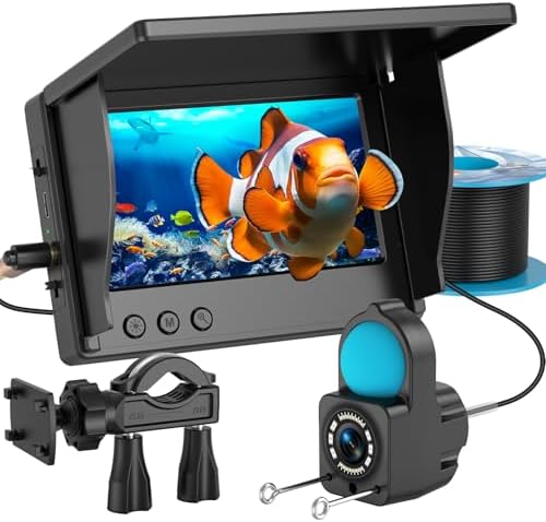 Underwater Fishing Camera TMACTIME 1080P HD, Portable Fish Finder with 4.3" LCD Display & Infrared Night Vision Light, IP68 Waterproof & 5000mAh, Fishing Camera for Ice Lake Boat Kayak Fishing - 30M