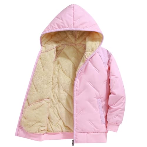 Kids Winter Coat Thermal Fleece Lined Zip Up Hooded Girls Puffer Jacket Fuzzy Fall Long Sleeve Waterproof Snow Coats3