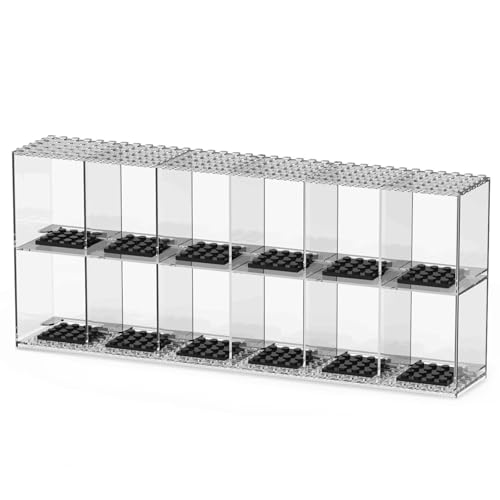 Vitrina de Minifiguras, Banaone Caja de Exhibición de Bloques de Construcción de Acrílico Apilable, Estuche de Almacenamiento de Pantalla de Bloque de Construcción a Prueba de Polvo (2 Layer)