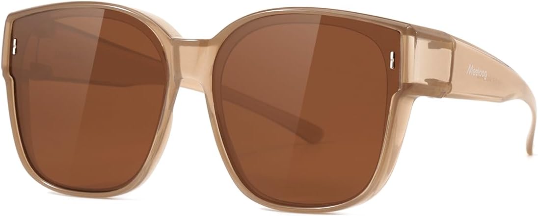 Meeloog Large Polarized Fit Over Glasses Sunglasses For Women Men, Oversized Trendy Square Shades For Driving Riding MST0110