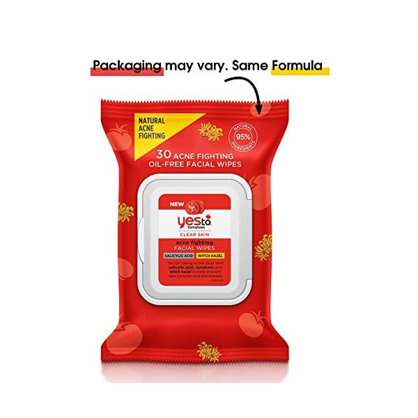 Yes-To-Tomatoes-Clear-Skin-Acne-Fighting-Facial-Wipes-30-Ct-2-Pack-Acne-Prone-Skin-Helps-Control-Oil-Salicylic-Acid-95-Natural-Ingredients Yes To Tomatoes Clear Skin Acne Fighting Facial Wipes, Acne Prone Skin + Helps Control Oil + Salicylic Acid + 95% Natural Ingredients, 30 Count (Pack of 2)