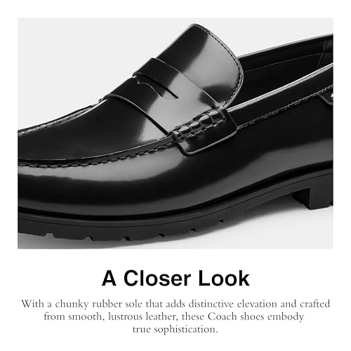 COACH Men's Reagan Penny Loafer, Black, 7.54