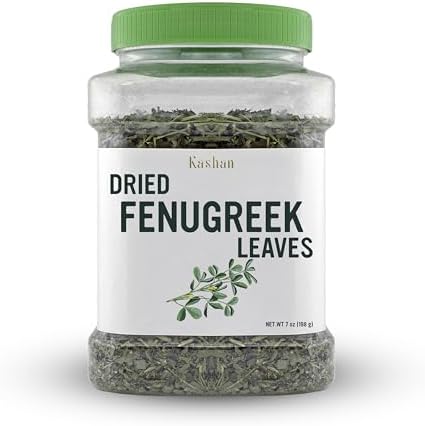 Kashan Dried Fenugreek Leaves, Kasuri Methi, Great for Cooking & Food Flavoring, Middle Eastern Cuisine and Aromatic Seasoning, Vegetarian 7oz (198g)