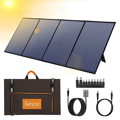 Xverycan 100W Cargador Solar Plegable, Panel Solar Portátil Impermeable con 5V USB y 18V DC Interface, para Camping Trekking Senderismo, Compatible con iPhone Android Generador Solar etc Cover