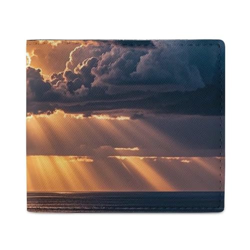 Huge Rain Clouds Wallet Elegant Leather Wallets with ID Window & 2 Card Slots, Slim Bifold Wallet for Men Women