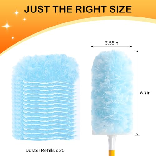 Image of SetSail 25 Count Duster Refills Compatible with Swiffer Dusters, Blue | Compatible with Swiffer Dusters,Disposable Duster Refill,Multi Surface 360 Duster Cleaner,for Ceiling Fan, Blind, Furniture