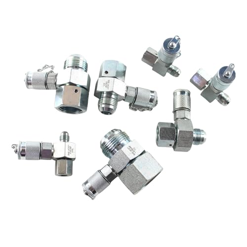 Image of JIC37 Hydraulic Swivel Run Tees 7-Pack Hydrulic Tee Connector Tester Coupling Set for Hydraulic System Excavator Construction Machinery