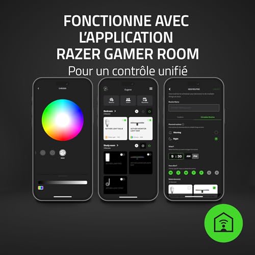 Razer Aether Monitor Light Bar - Lampe pour écran d'ordinateur avec éclairage RVB (barre lumineuse commande tactile, lampe d'écran USB avec température de couleur et luminosité réglables) Noir