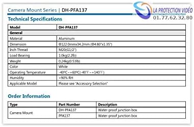 Dahua PFA137 Weatherproof CCTV Junction Box – Aluminium Mounting Base for Dome & Bullet Cameras – IP66 Outdoor Rated – White Finish