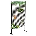 Outdoor Privacy Screens Freestanding, 36" W x 72" H Steel Pipes and Slats Panels, Outdoor Privacy Screen, Freestanding Screen for Outside Patio Garden Backyard, Brown
