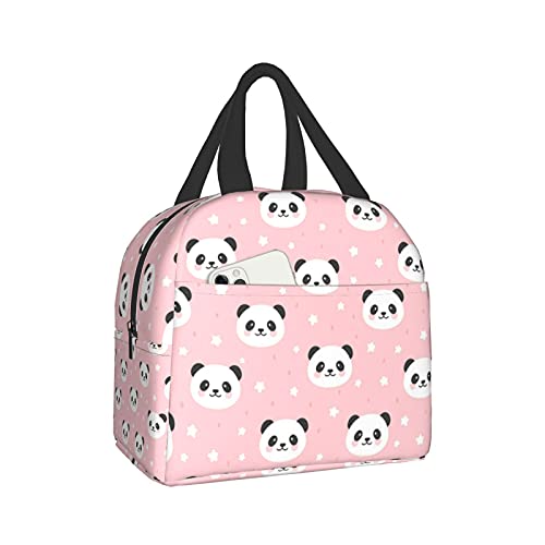 Pink Panda Lunch Box Travel Bag Picnic Bags Insulated Durable Shopping Bag Back To School Reusable Waterproof Bags For Man Woman Girls Boys