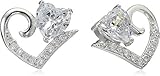 Sterling Silver Cubic Zirconia Open Heart Shaped Stud Earrings