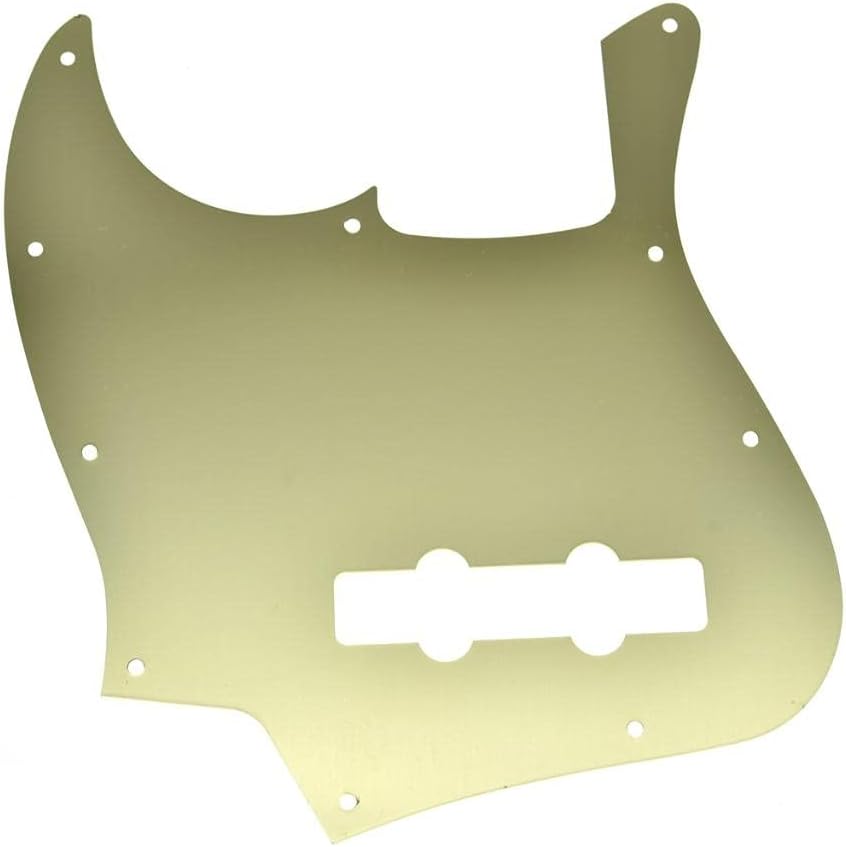 KAISH 10-Hole Metal Anodized Aluminium J Bass Style Pick Guard Modern Style Bass Pickguard for USA/Mexico Jazz J Bass Gold