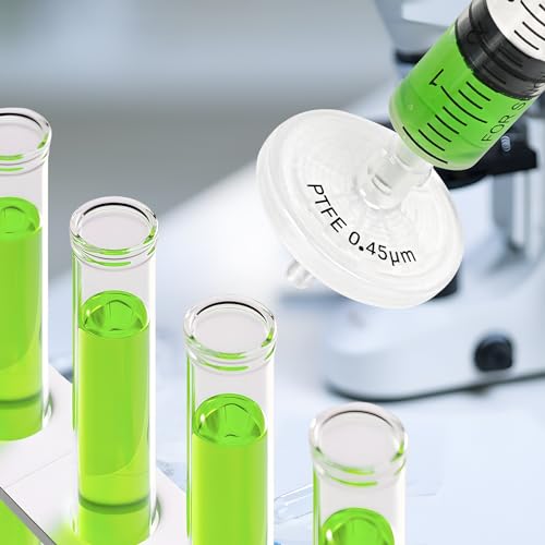 Image of LABALPHA Syringe Filters PTFE 100 Pack Lab Filters Pore Size Hydrophobic Filtration (13mm 0.22μm)