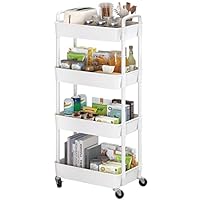 Sywhitta 4-laags kunststof rolwagen met handvat, multifunctionele Sywhitta 4-laags kunststof rolwagen met handvat, multifunctionele