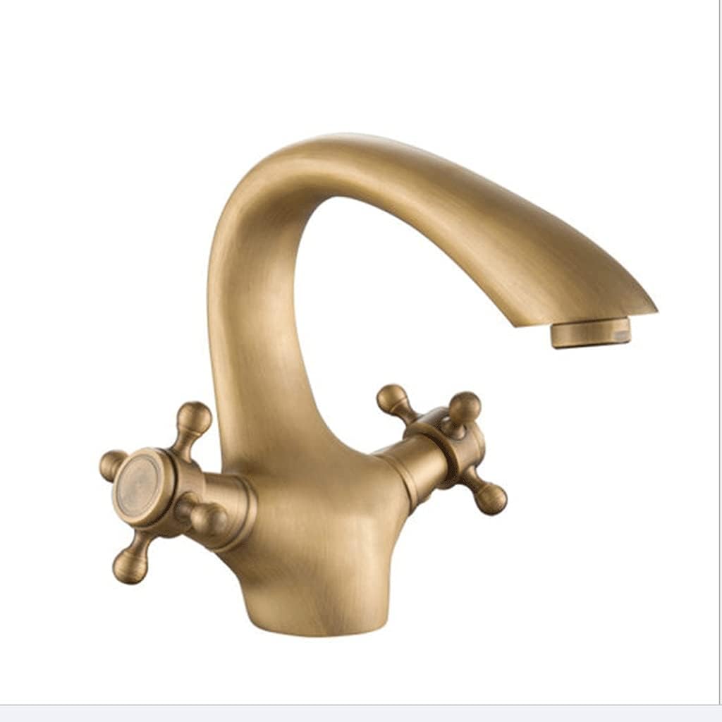 Swivel Antique Inspired Brass Kitchen Faucet Bathroom Sink Mixer Tap with Two Handle, Finish
