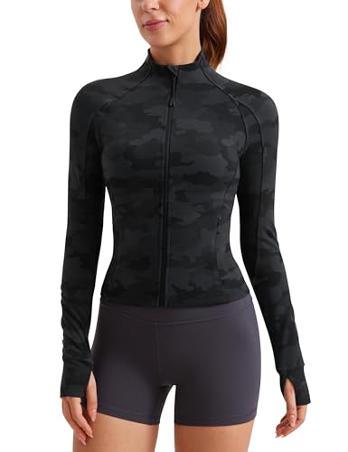 Image of CRZ YOGA Butterluxe Jackets Waist Length | Extremely Soft, Athletic, Slim Fit, Full Zip, Side Pockets, Thumb Holes, for Women