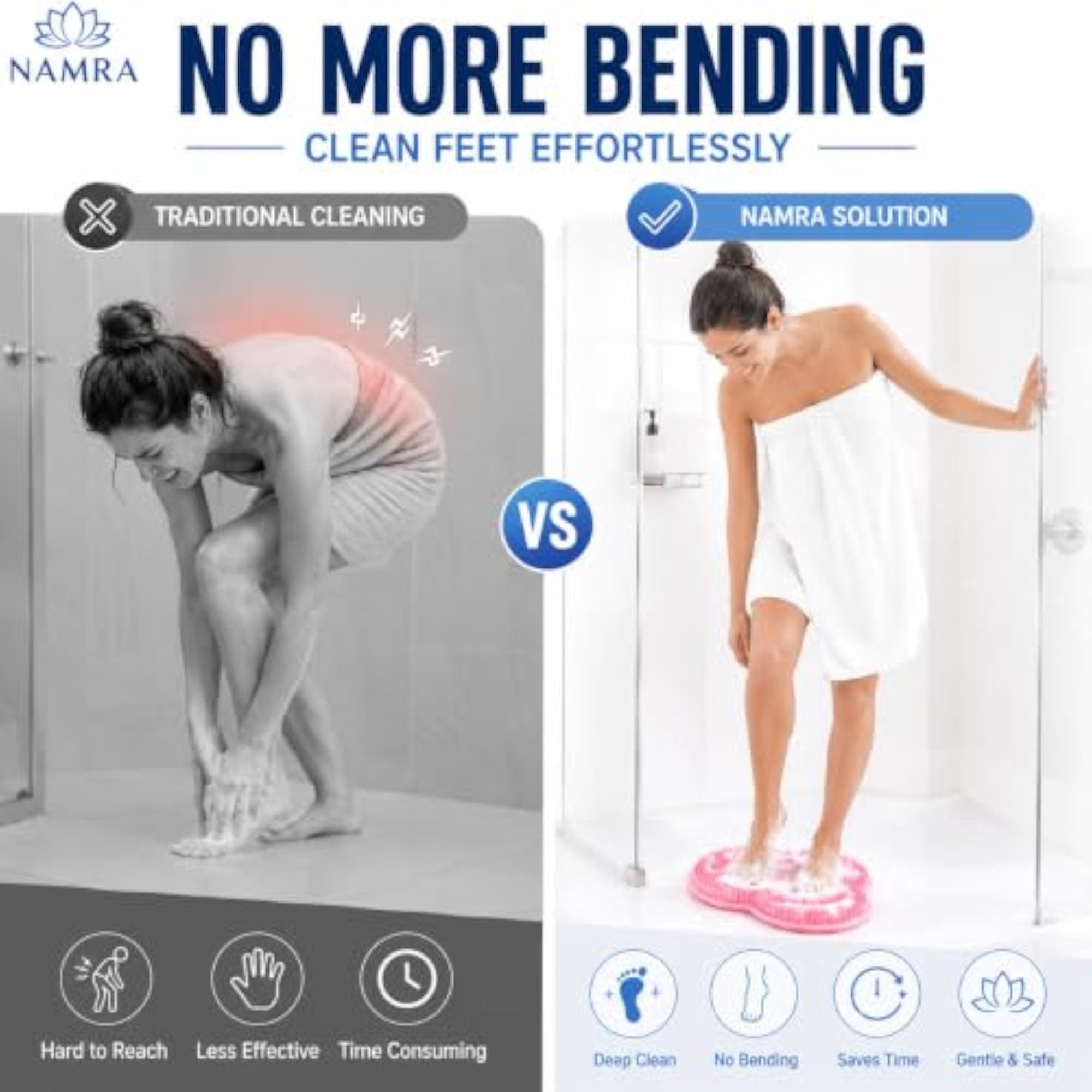 Foot Scrubber Mat for Shower with Suction Cups