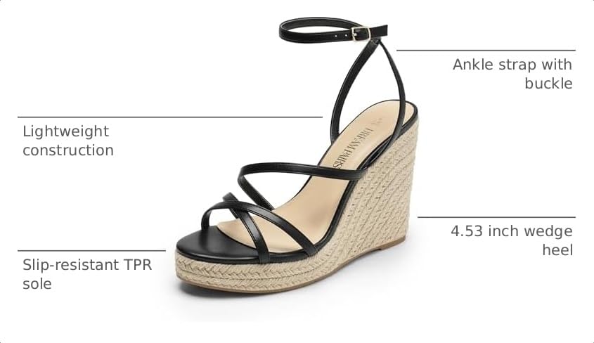 Image of DREAM PAIRS Women's Strappy Espadrille Wedge Sandals