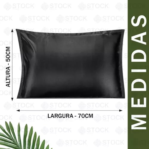 2 Fronhas Cetim De Seda Antifrizz C/ 4 Abas 50x70 Imbatível Cor Preto