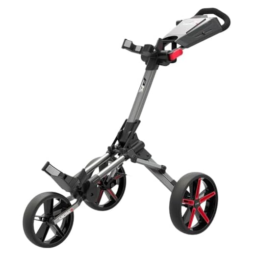 PowaKaddy Unisex 2022 Micra Push Cart Golf Trolley - Gun Metal/Red - One Size