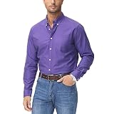 MCEDAR Regular Fit Oxford Dress Shirt for Men Button Down Long Sleeve Casual Shirts with Pocket (Purple -12814,S)