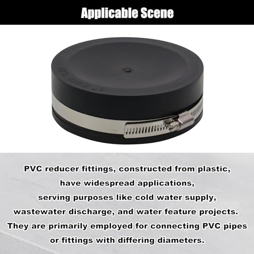 Image of 4 inch Flexible PVC Cap with Stainless Steel Clamps Black PVC Sewer Cap RV Plumbing Fittings Inner diameter 4.5 inch Suitable for 4 inch pipes (Pack of 2)